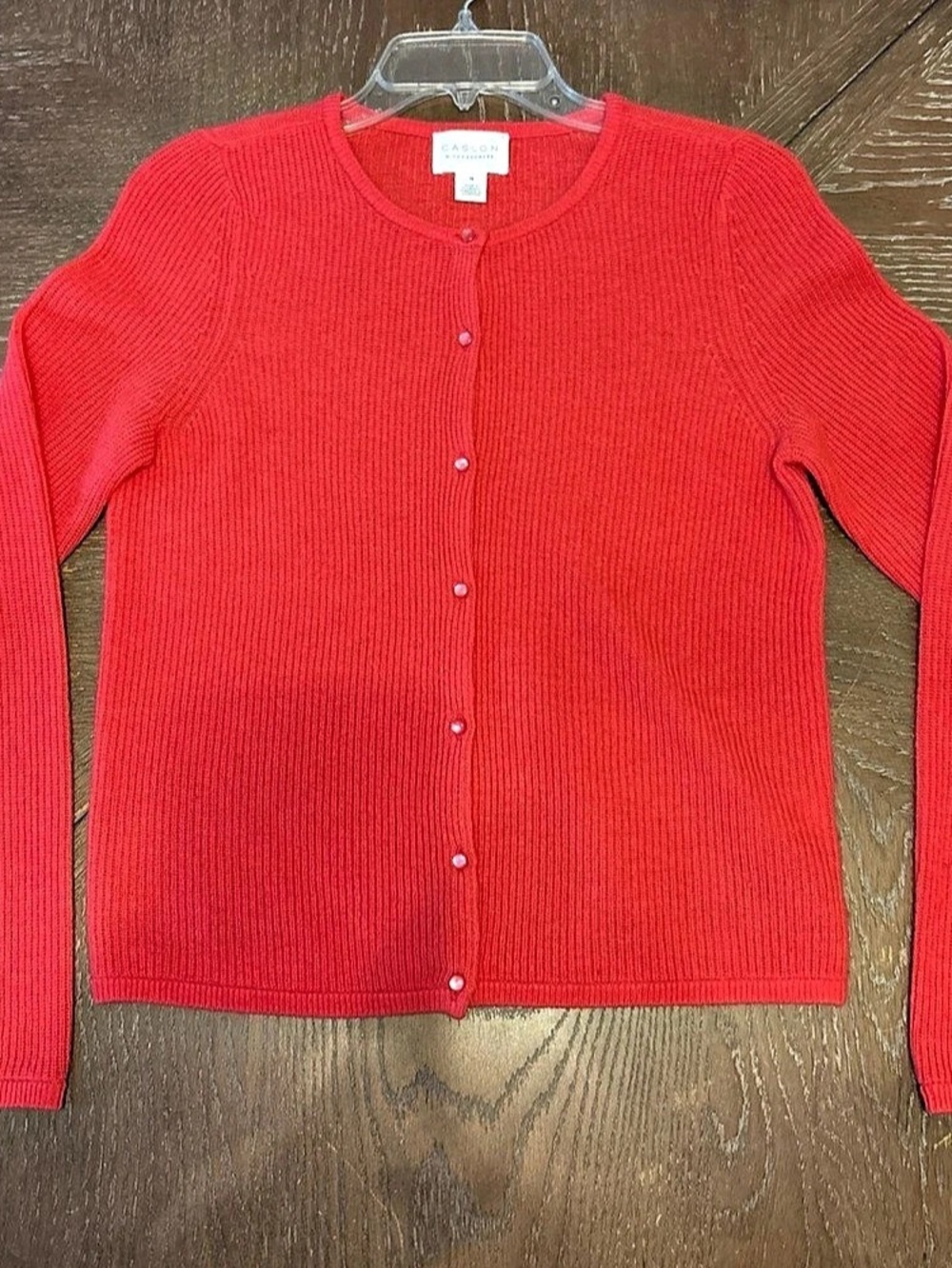 Caslon With Cashmere Ribbed Button Front Cardigan Red Medium